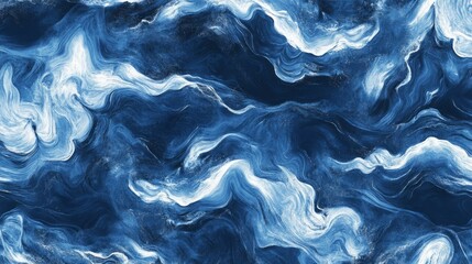 Obraz premium Abstract blue and white swirling paint texture.