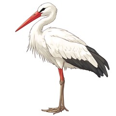 Stork character in anime style on a white background