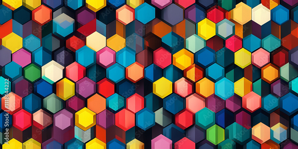 Poster a colorful image of blocks in various colors and sizes. the blocks are arranged in a way that create