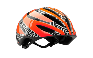 Brightly Colored Cycling Helmet on Transparent Background