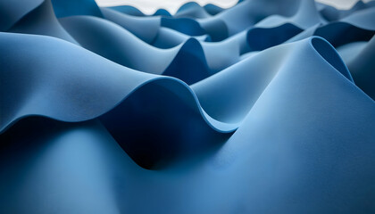 Obraz premium Abstract blue fabric waves, undulating texture, smooth curves, 3D rendering, stylish background.