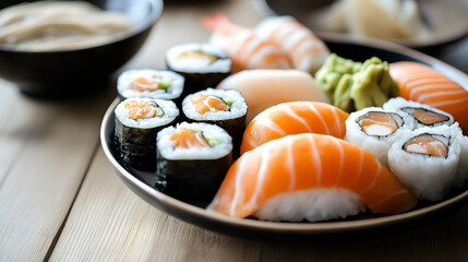 Sushi platter. A plate of different combination of sushi