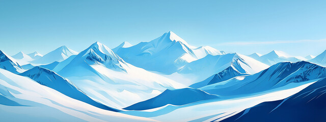 Fototapeta premium Panorama of snowy mountain landscapes