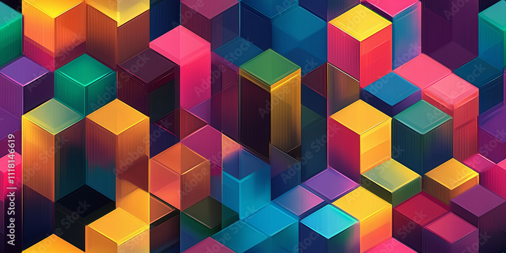Poster a colorful image of blocks in various colors and sizes. the blocks are arranged in a way that create