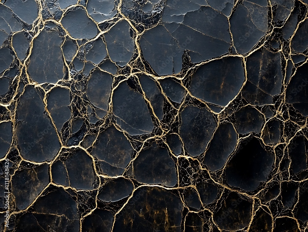 Poster abstract dark background with gold crackle texture.