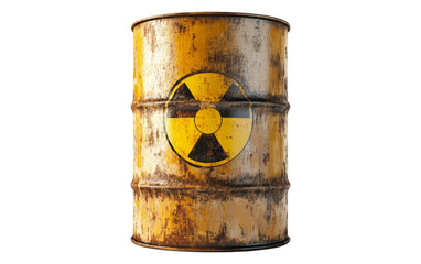 Rusty Barrel with Radiation Symbol on Transparent Background