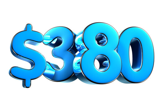 380 dollers blue 3d illustration. Advertising signs, Product design, Product sales, Fabric design, Digital printing.