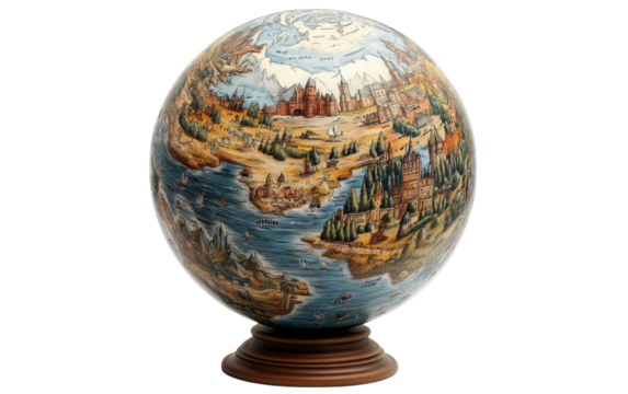 Vintage Globe on Transparent Background