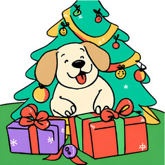 Obraz premium cute fat dog or puppy christmas.416 png