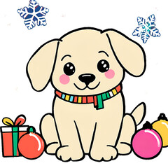  cute fat dog or puppy christmas.416 png