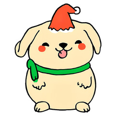  cute fat dog or puppy christmas.416 png