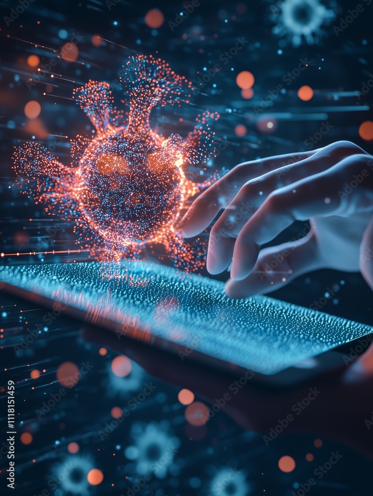 Poster digital interaction with abstract virus representation