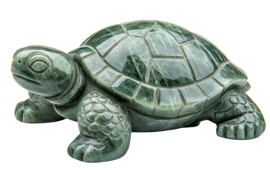 Green Turtle Sculpture on Transparent Background