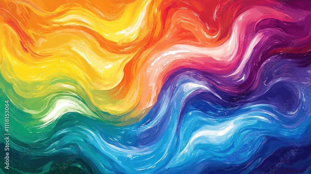 Poster a vibrant swirl of colors creating a dynamic, abstract wave pattern.