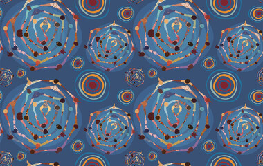 Background seamless pattern with group of diverse people in a circle from different cultures holding hands. Top view. Racial equality. Community men and women of friends or volunteers. Team