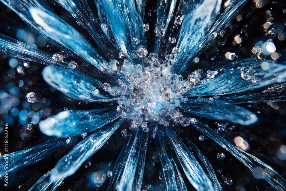 Poster a captivating close-up image showcasing the dynamic and mesmerizing formation of water droplets and 
