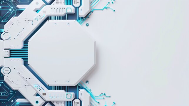 Tech Circuitry Abstract: Sleek, modern design featuring a futuristic circuit board with glowing teal accents, perfect for tech-related projects.