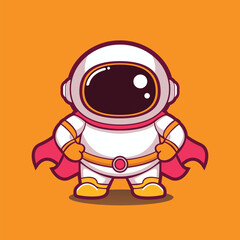 Astronaut Super Hero Cartoon Illustration Vector