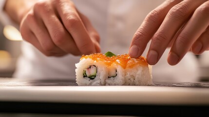 Sushi Chef Preparing Delicious Maki Rolls