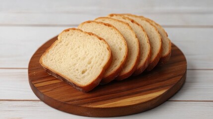 Freshly Baked Bread Slices on Wooden Board