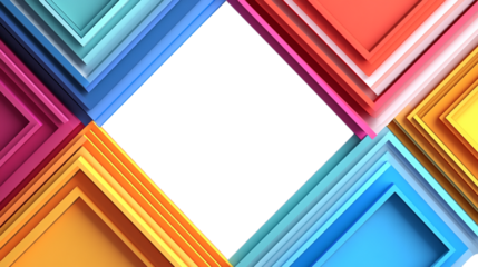Colorful abstract geometric frame background against transparent background for modern design and creative displays