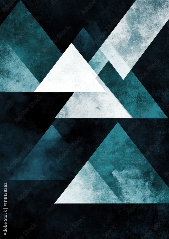 Aufkleber a minimalist composition of overlapping triangles in shades of teal and white, arranged to form an a