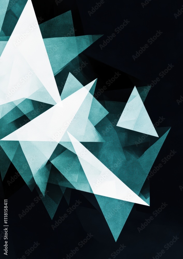 Aufkleber a minimalist composition of overlapping triangles in shades of teal and white, arranged to form an a