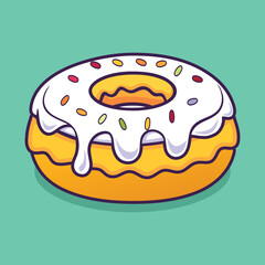 A vector illustration drawing of a donut with slice on the top