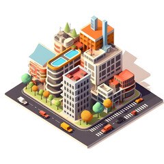 isometric city architecture cityscape urban building modern illustration generative ai.