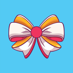 A drawing of a bow with a pink background