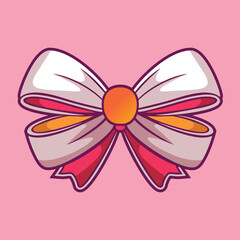 A illustration drawing of a bow with a pink background