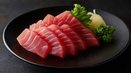 Fresh Tuna Sashimi on Modern Dark Plate