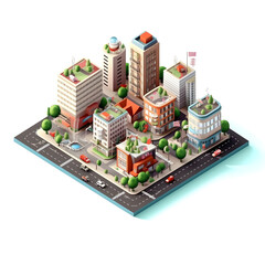 isometric city architecture cityscape urban building modern illustration generative ai.
