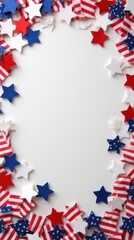 Fototapeta premium Festive patriotic USA flag border. American flag for national holidays. US banner or frame