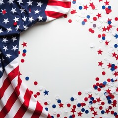 Obraz premium Festive patriotic USA flag border. American flag for national holidays. US banner or frame