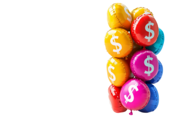 Colorful Dollar Sign Balloons on Transparent Background