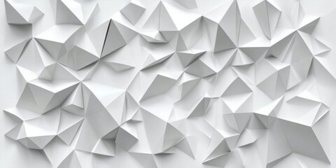 Elegant White Porcelain Texture with Geometric Lowpoly Mosaic Pattern. 3D Rendering of Minimalist Embossed Background.