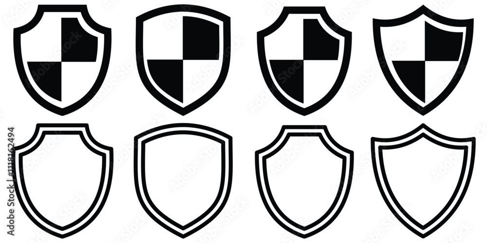 Fototapete shield icon set in different style. protect shield security line icons. shield icon vector illustrat