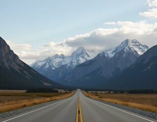 Fototapeta premium Scenic landscape with David Thompson Highway and mountains of Canadian Rockies, Icefields Parkway, Alberta, Canada