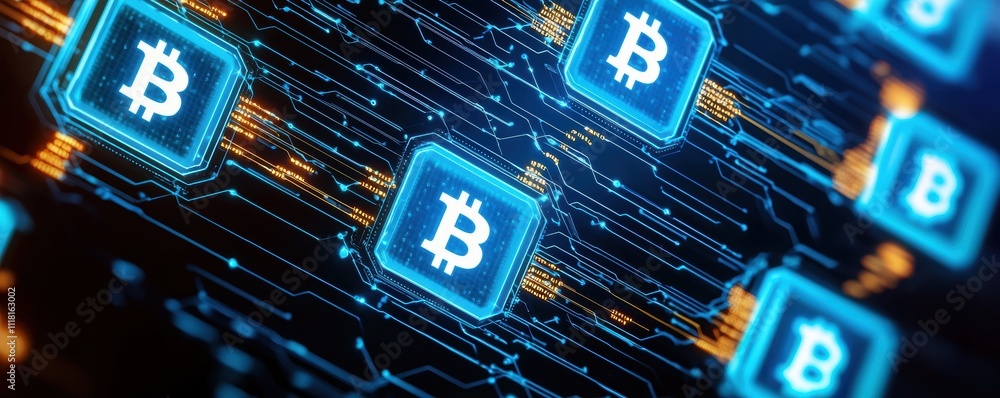 Poster exploring cryptocurrency technology bitcoin dynamics in digital finance abstract environment futuris