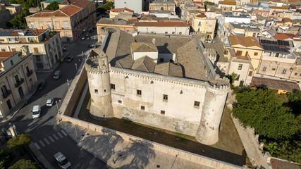 Aerial view of the castle of Torremaggiore, a small town in the province of Foggia, Puglia, Italy.