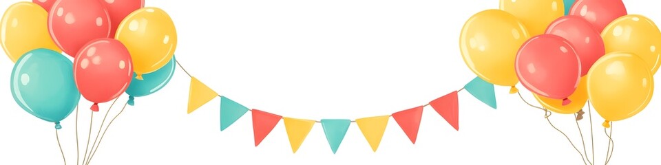 Colorful Balloons and Party Bunting Decoration
