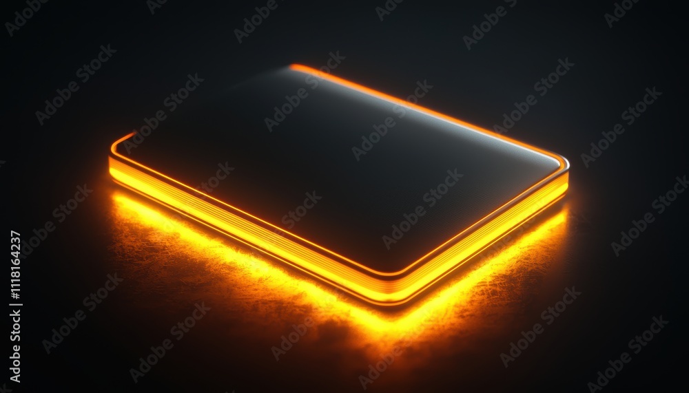 Poster illuminated technology device futuristic setting digital art dark background close-up view innovatio