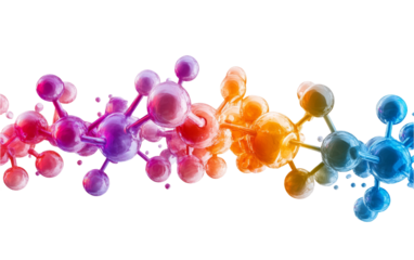 Colorful Molecular Structure on Transparent Background