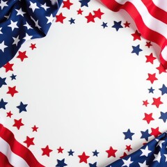 Festive patriotic USA flag border. American flag for national holidays. US banner or frame