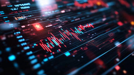 Fototapeta premium A glowing stock market graph overlaid on the Chinese flag, showing financial symbols and indicators, highlighting Chinaâs role in the global economy