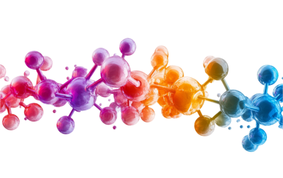 Colorful Molecular Structure on Transparent Background