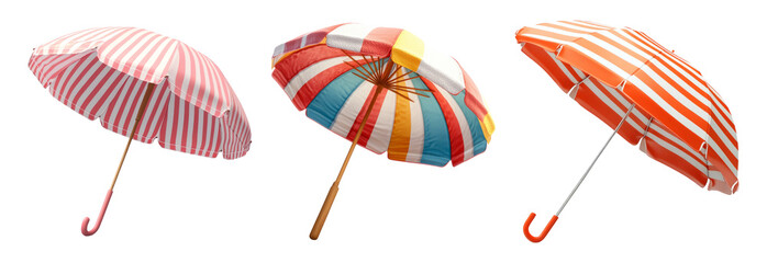 Colorful Beach Umbrellas on Transparent Background