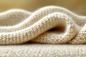 Fototapeta premium Soft beige knitted fabric texture.
