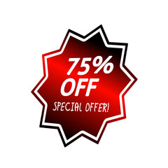 75% off special offer label icon